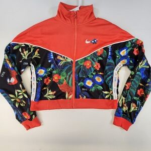 Nike Women Sportswear Jacket Hyper Femme Flora Cropped Sz Size Tropical Parrot